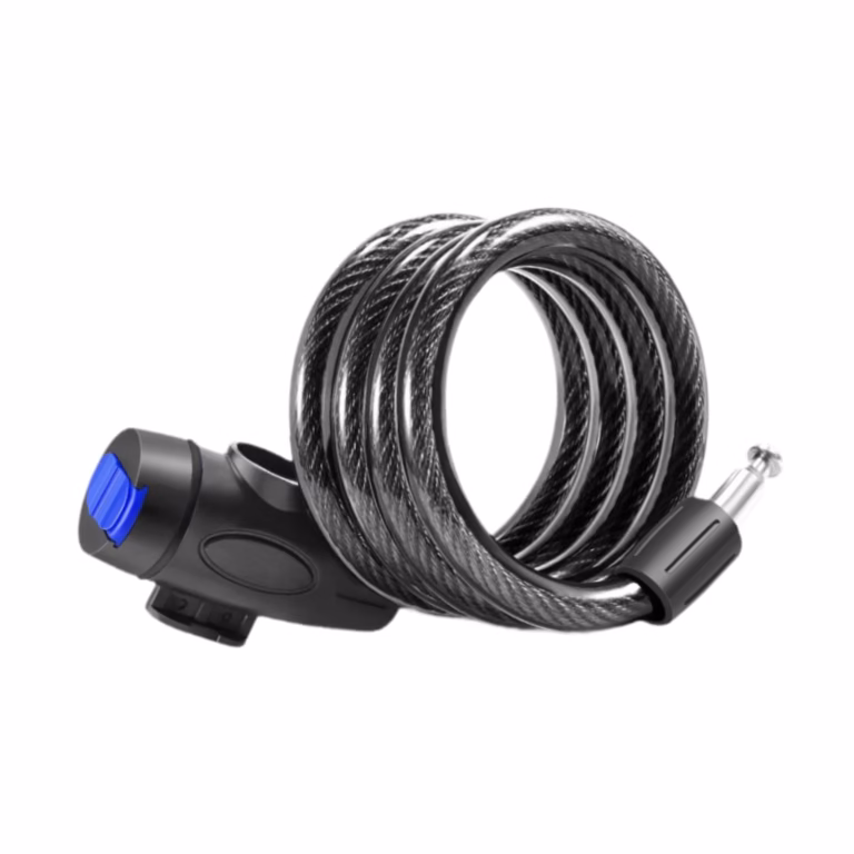 1.2m bike cable lock, black vinyl-coated steel, 4-digit combo