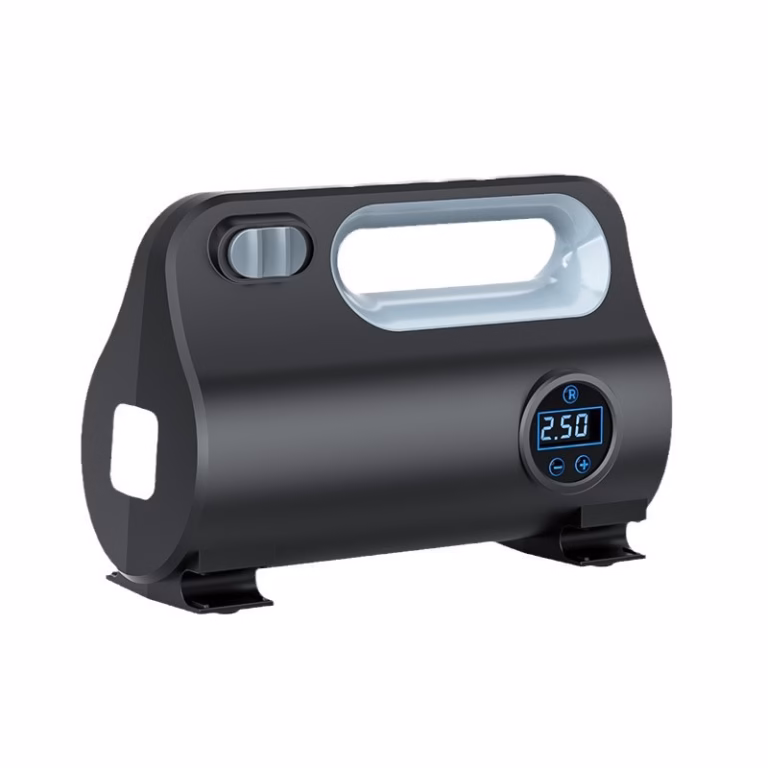 Portable 12V DC car air pump with digital gauge and auto stop